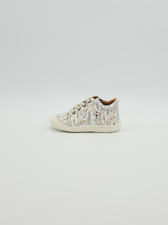 heva cuir fleurie blanc