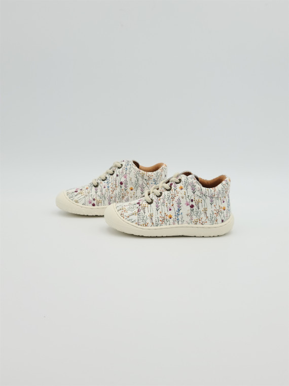 heva cuir fleurie blanc