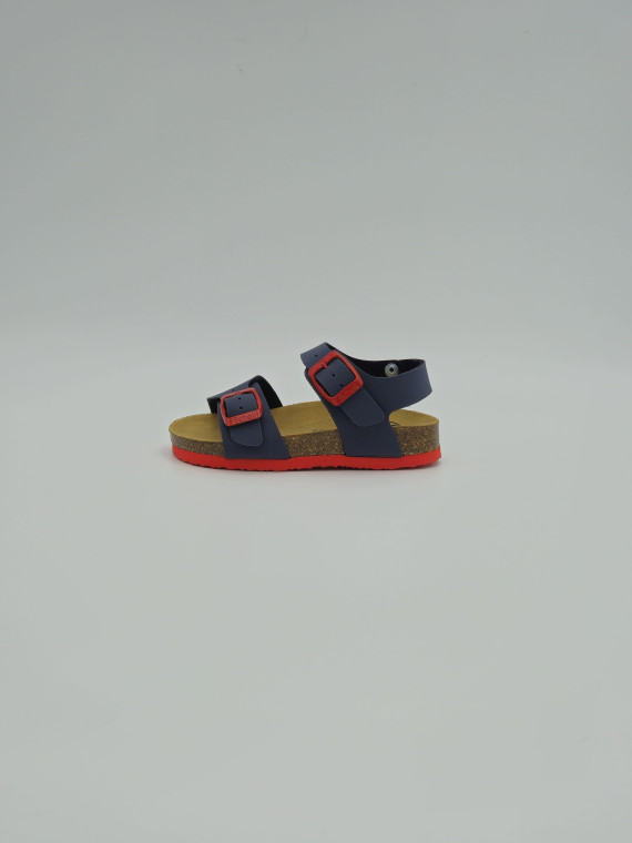 jean cuir/textile navy blue / red