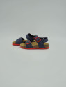 jean cuir/textile navy blue / red