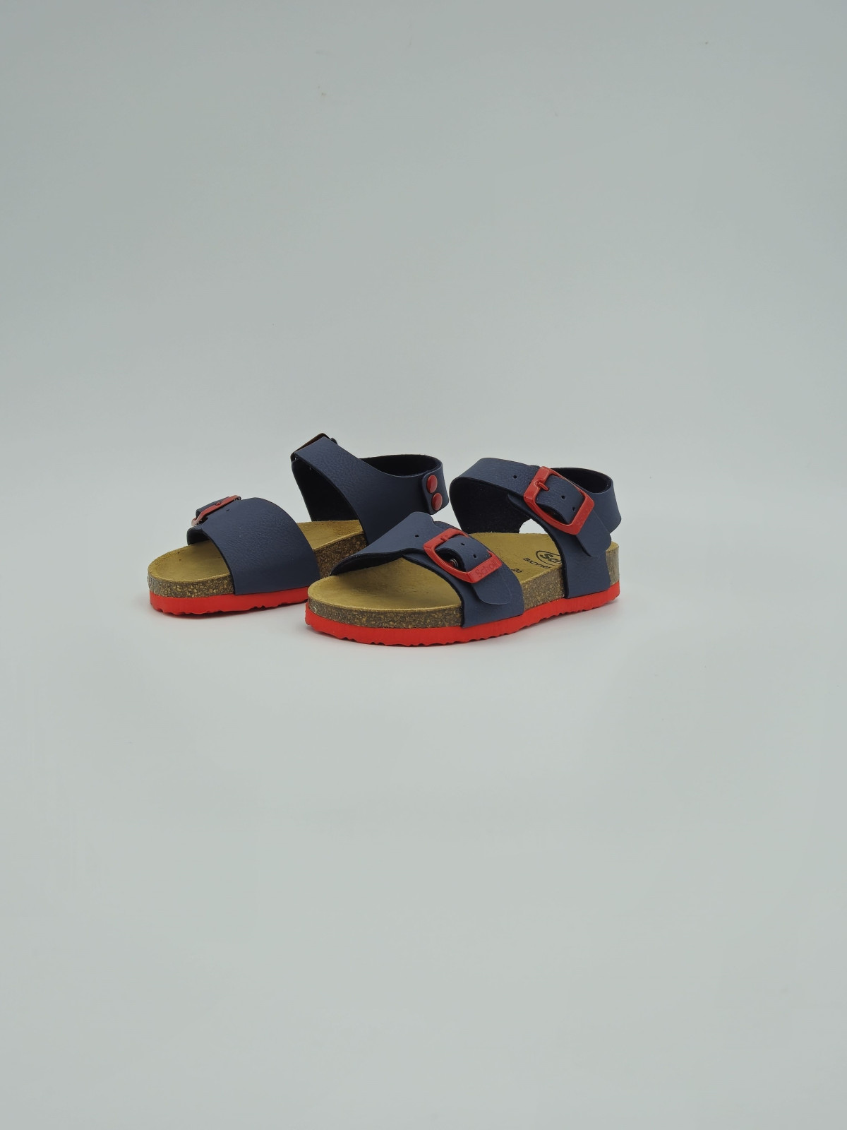 jean cuir/textile navy blue / red