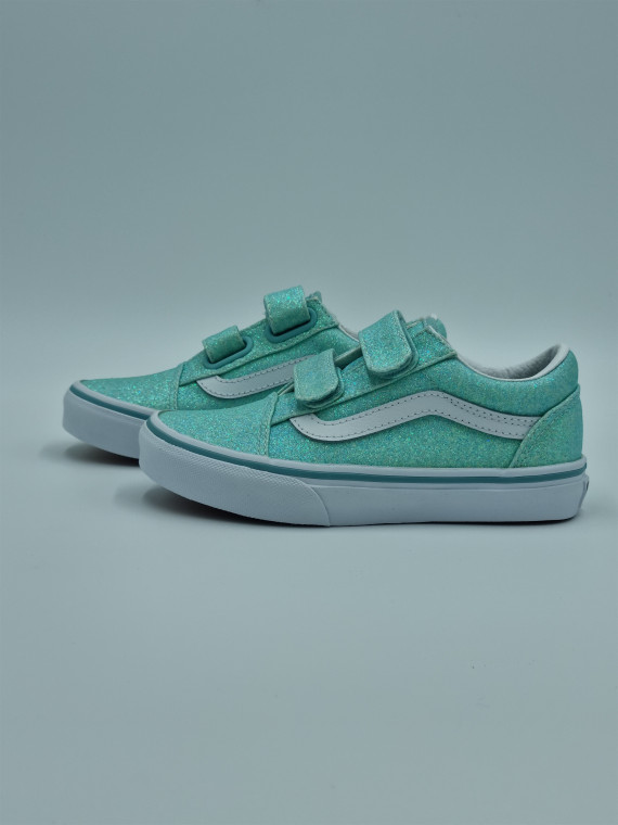 td old skool v textile pastel blue glitter