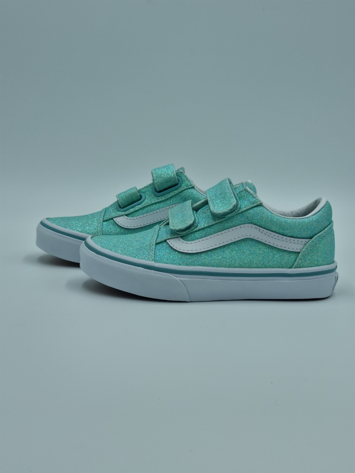 td old skool v textile pastel blue glitter