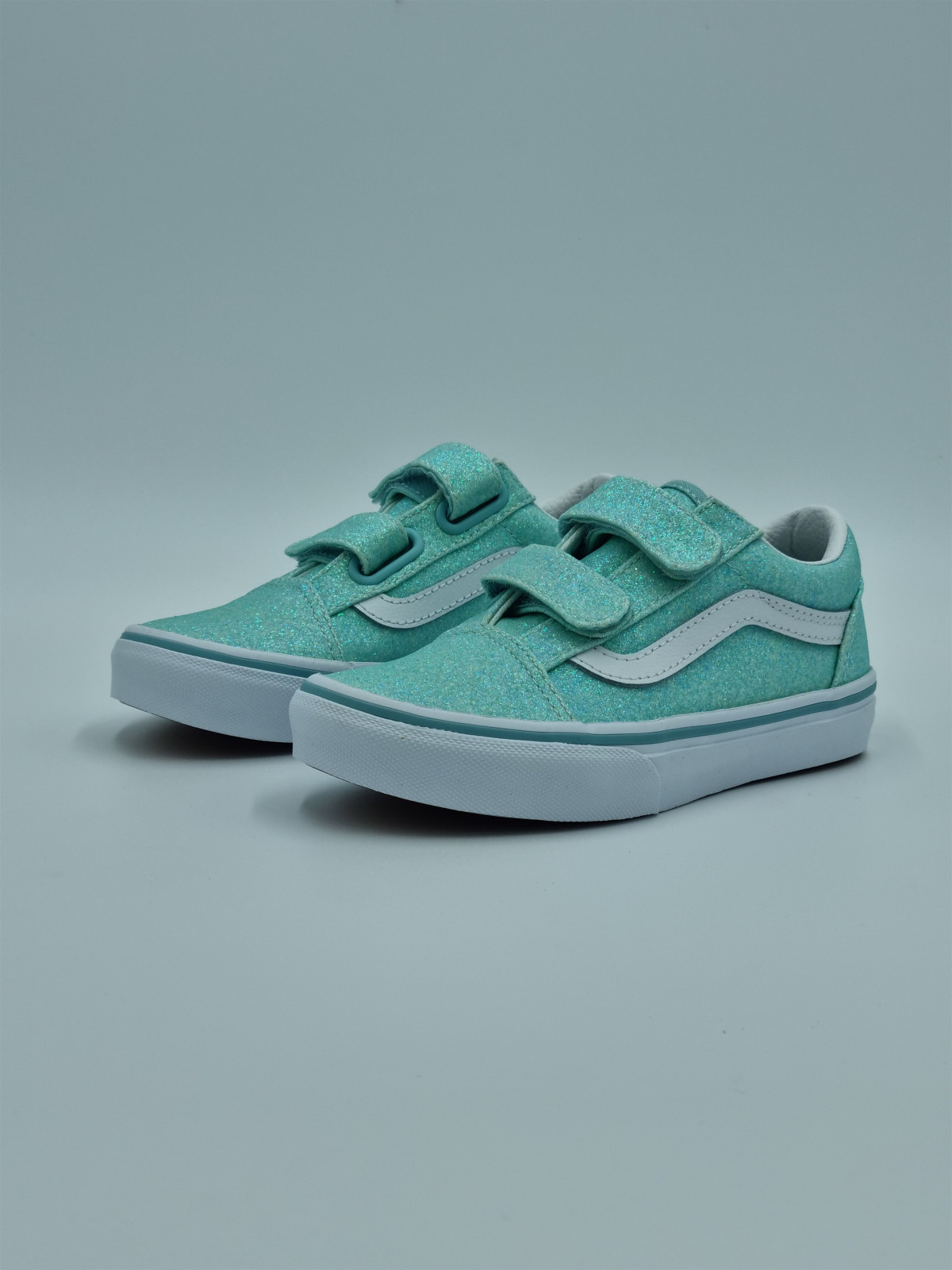 td old skool v textile pastel blue glitter