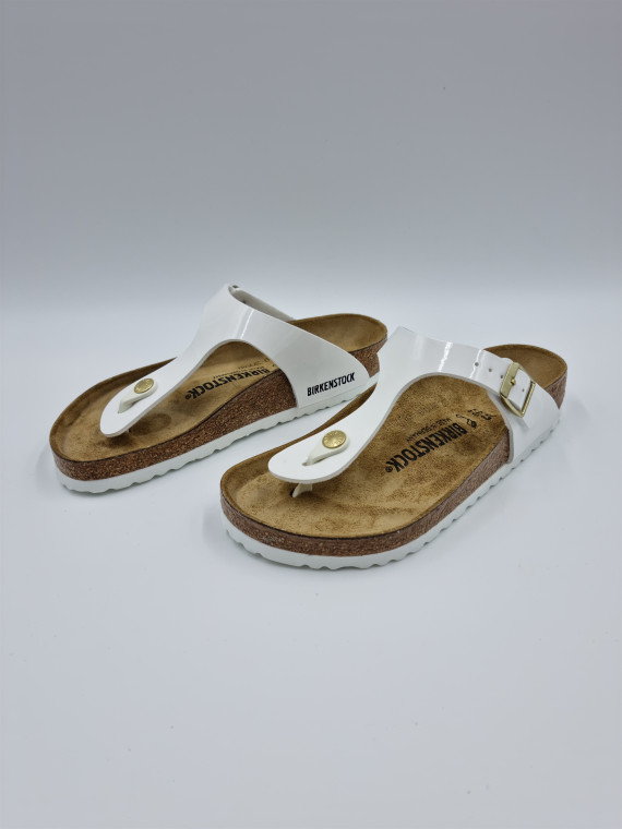 gizeh cuir/patent blanc