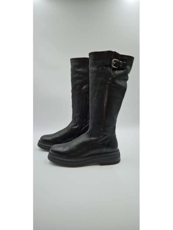 polka cuir pully noir