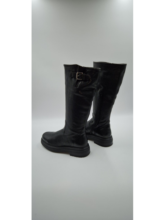 polka cuir pully noir