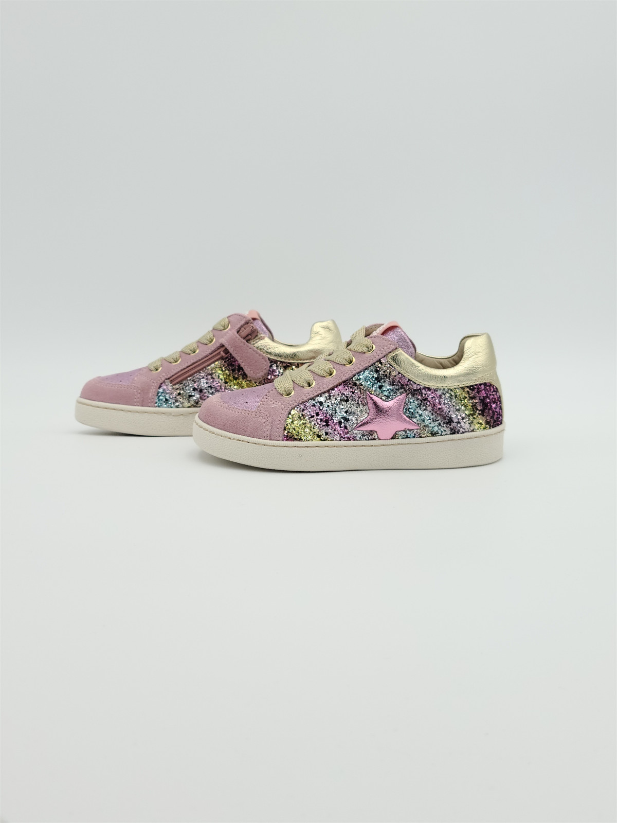 ravid cuir/glitter old rose/platine
