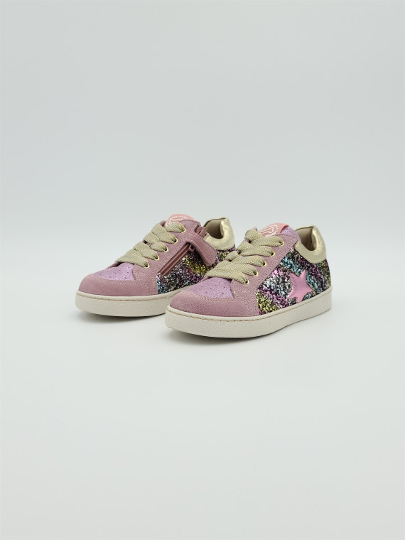 ravid cuir/glitter old rose/platine