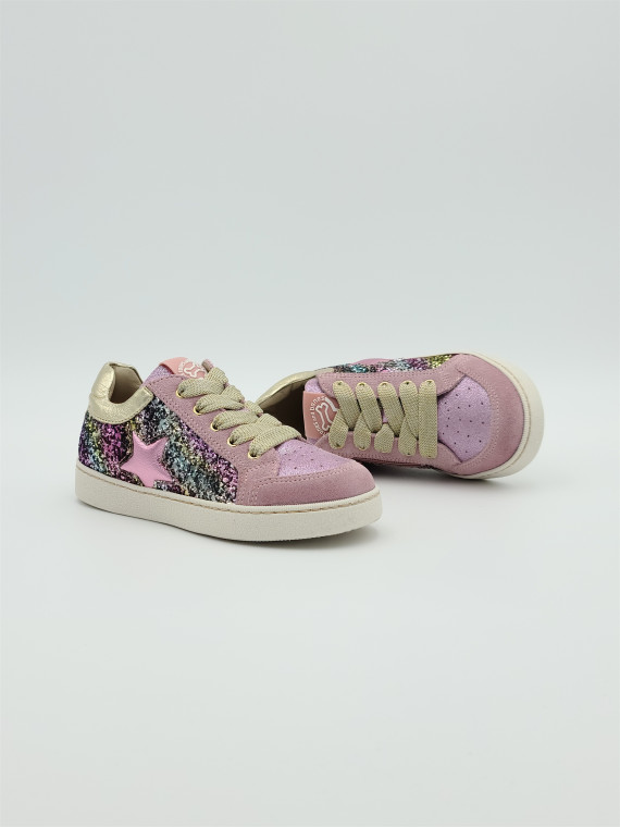 ravid cuir/glitter old rose/platine