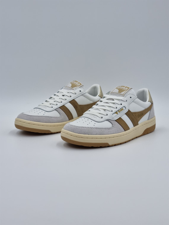 hawk. cuir blanc/caramel