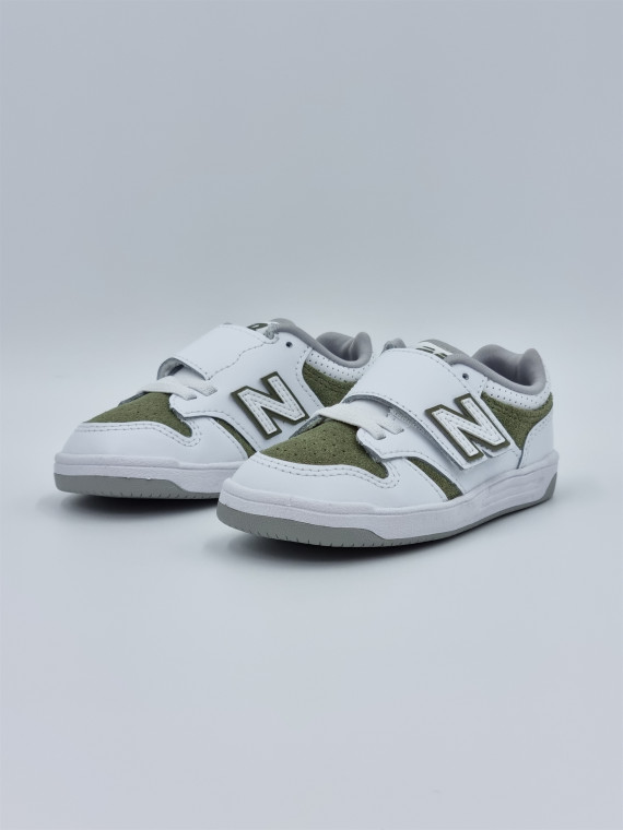 480 hook & loop cuir blanc/olive