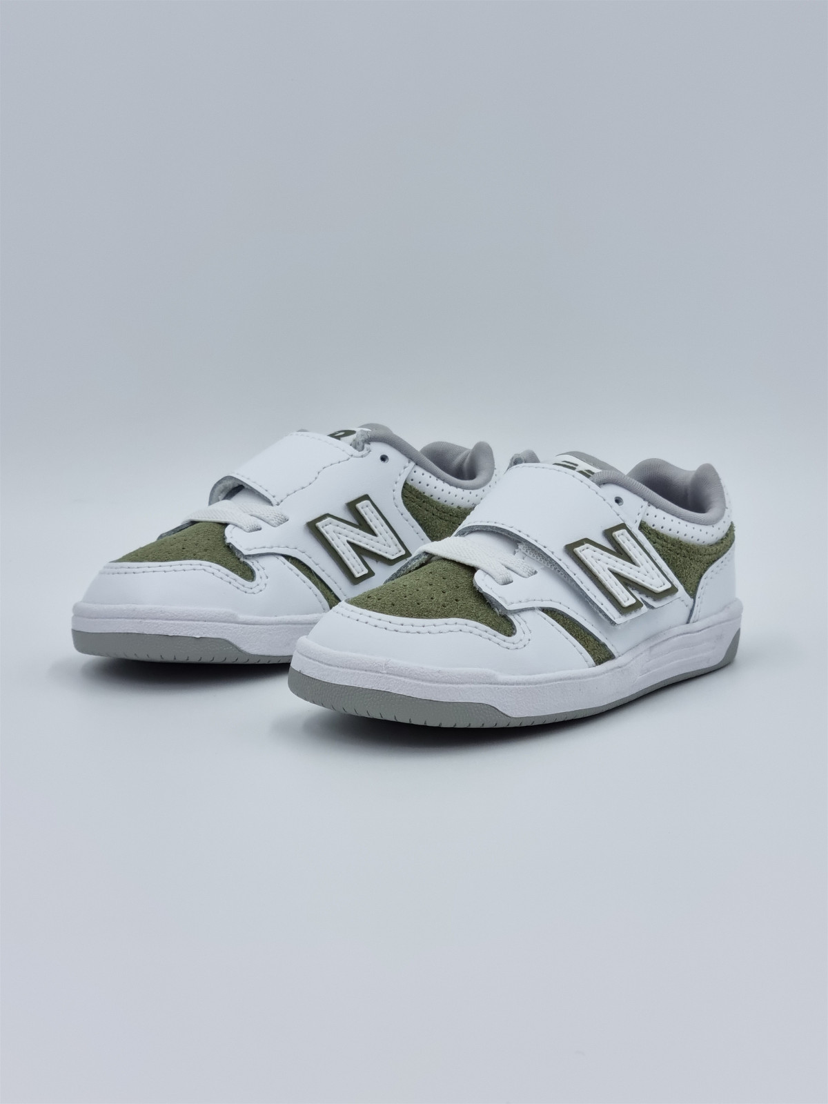 480 hook & loop cuir blanc/olive