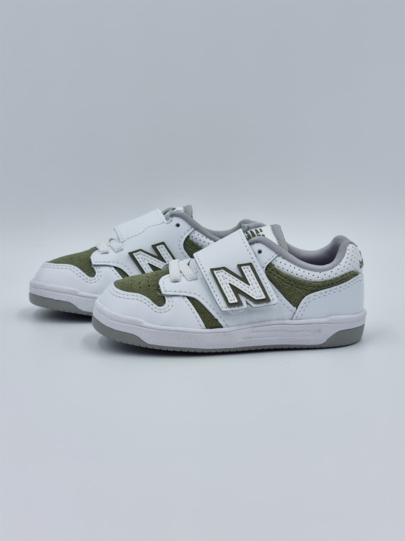 480 hook & loop cuir blanc/olive