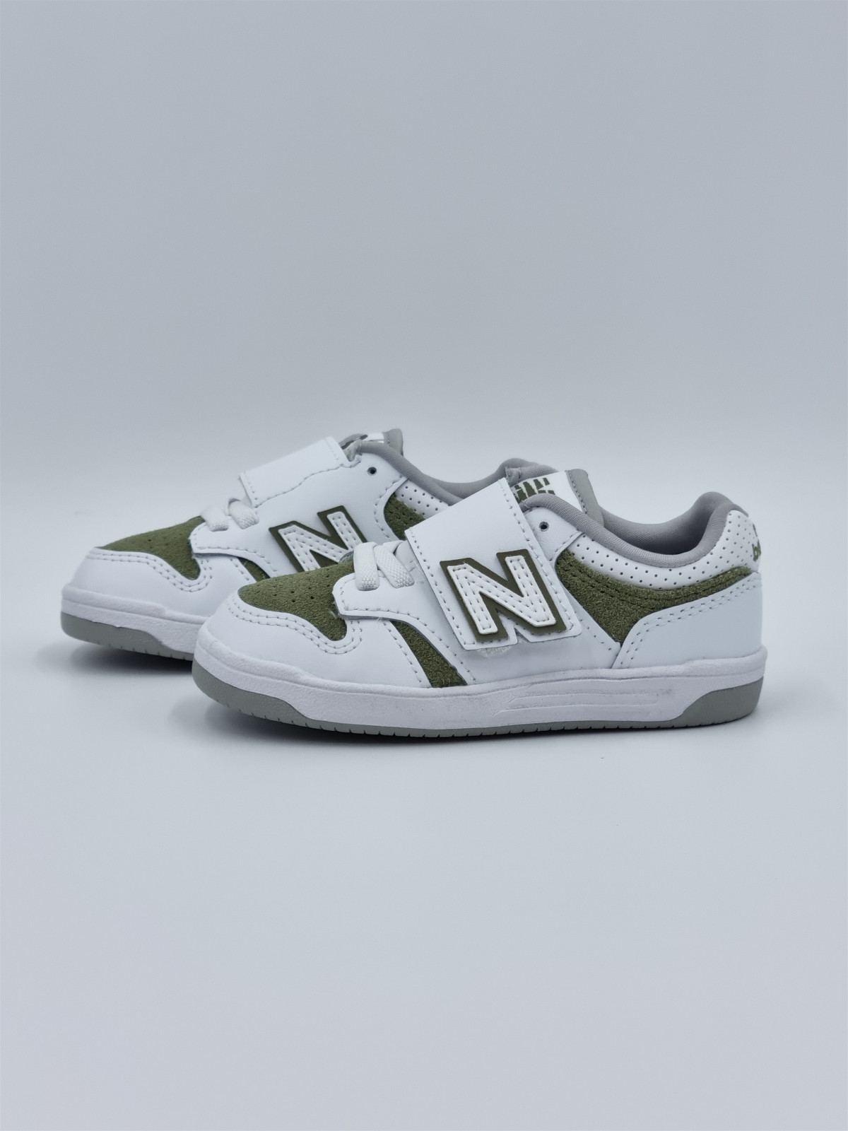 480 hook & loop cuir blanc/olive