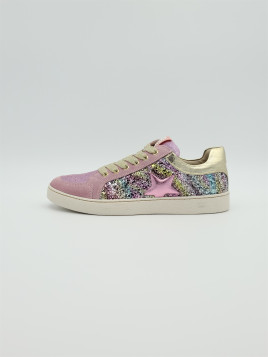 ravid j cuir/glitter old rose/platine