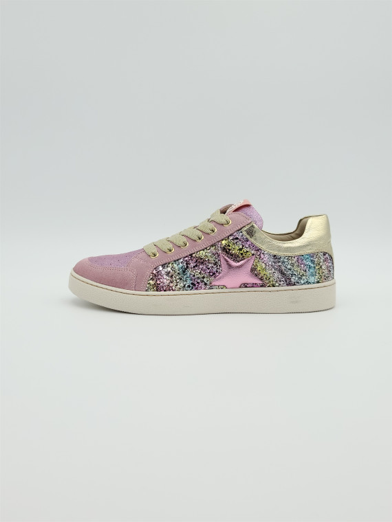 ravid j cuir/glitter old rose/platine