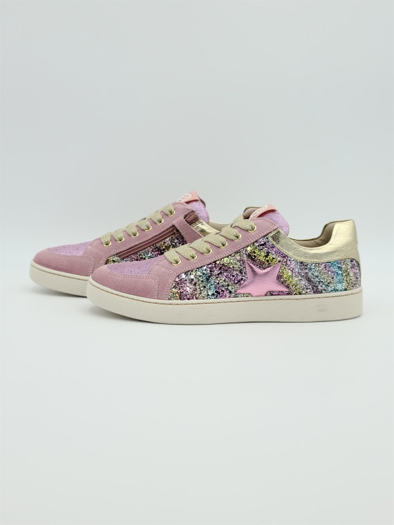 ravid j cuir/glitter old rose/platine