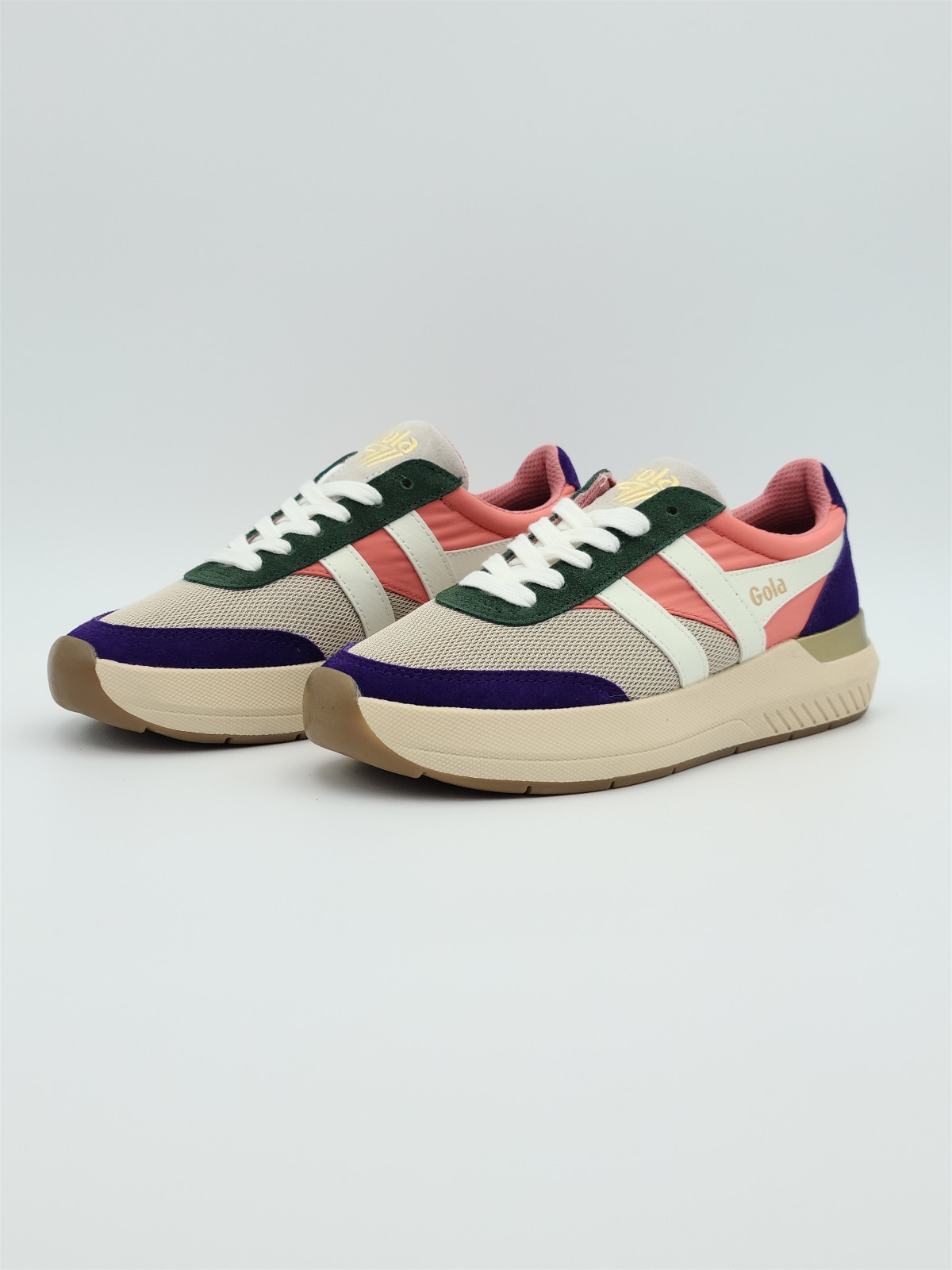 raven nubuck/mesh/cuir wheat/coral pink/royal purple