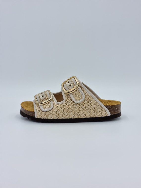 noelle cuir raphia beige
