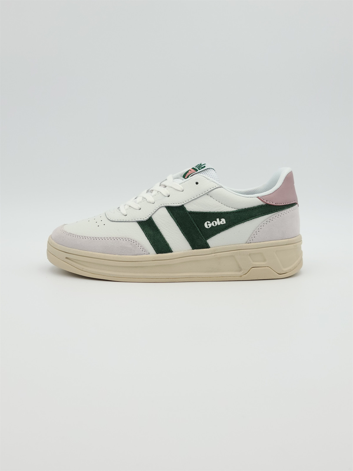 topspin cuir white/evergreen/pastel pink