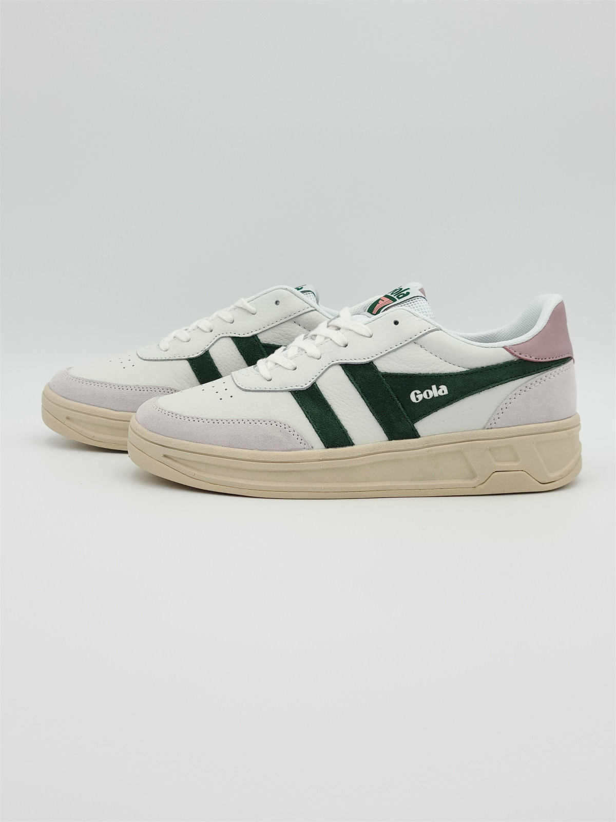 topspin cuir white/evergreen/pastel pink