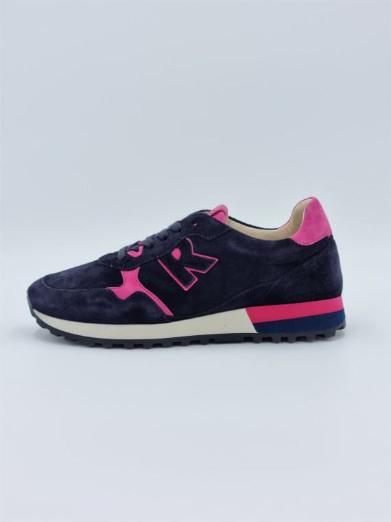 mania cuir/velours bleu/fuschia