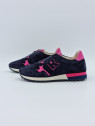mania cuir/velours bleu/fuschia