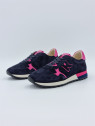mania cuir/velours bleu/fuschia