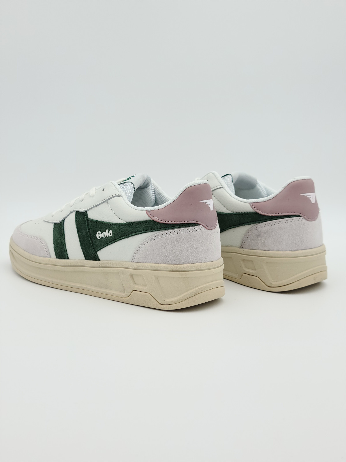 topspin cuir white/evergreen/pastel pink