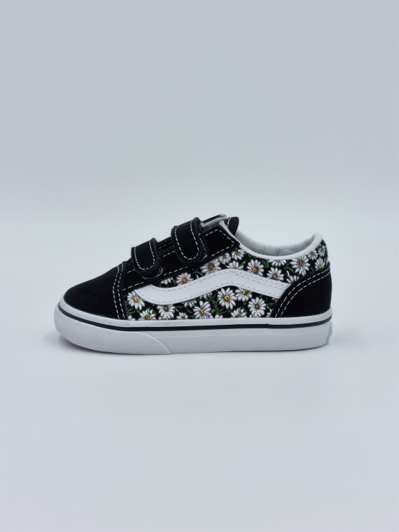 old skool v. nubuck/textile daisies black/white