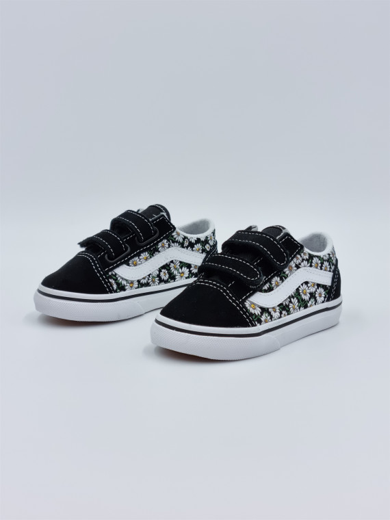 old skool v. nubuck/textile daisies black/white