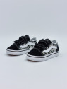 old skool v. nubuck/textile daisies black/white
