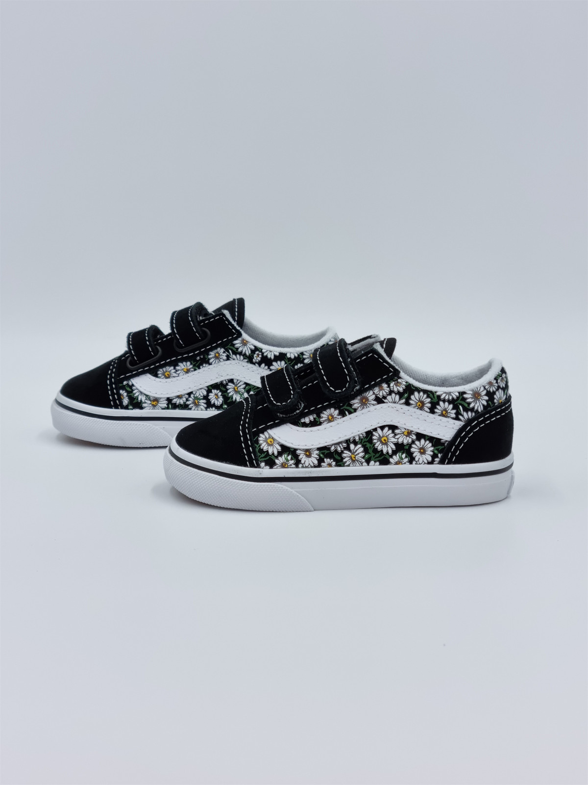 old skool v. nubuck/textile daisies black/white