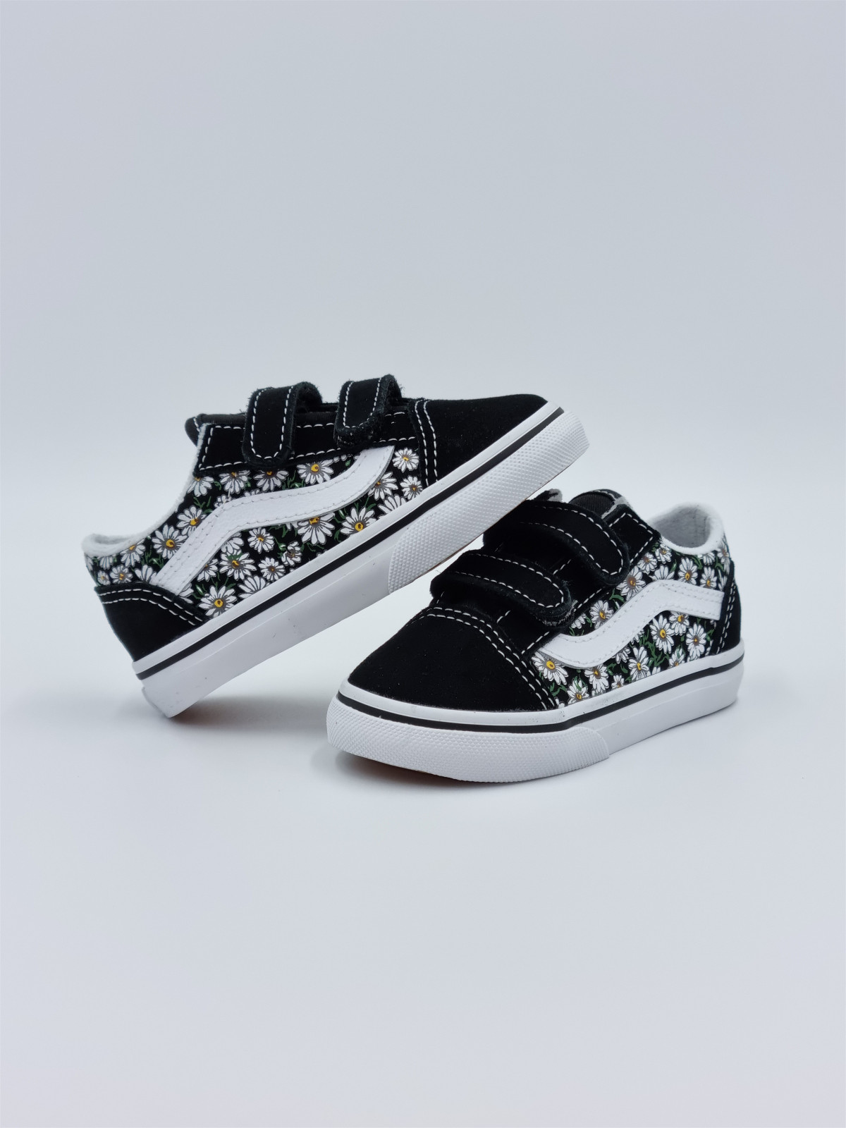 old skool v. nubuck/textile daisies black/white