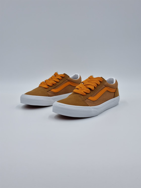old skool pop lace nubuck/textile brown/orange