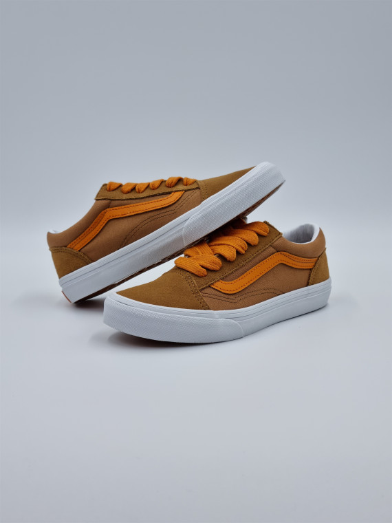 old skool pop lace nubuck/textile brown/orange