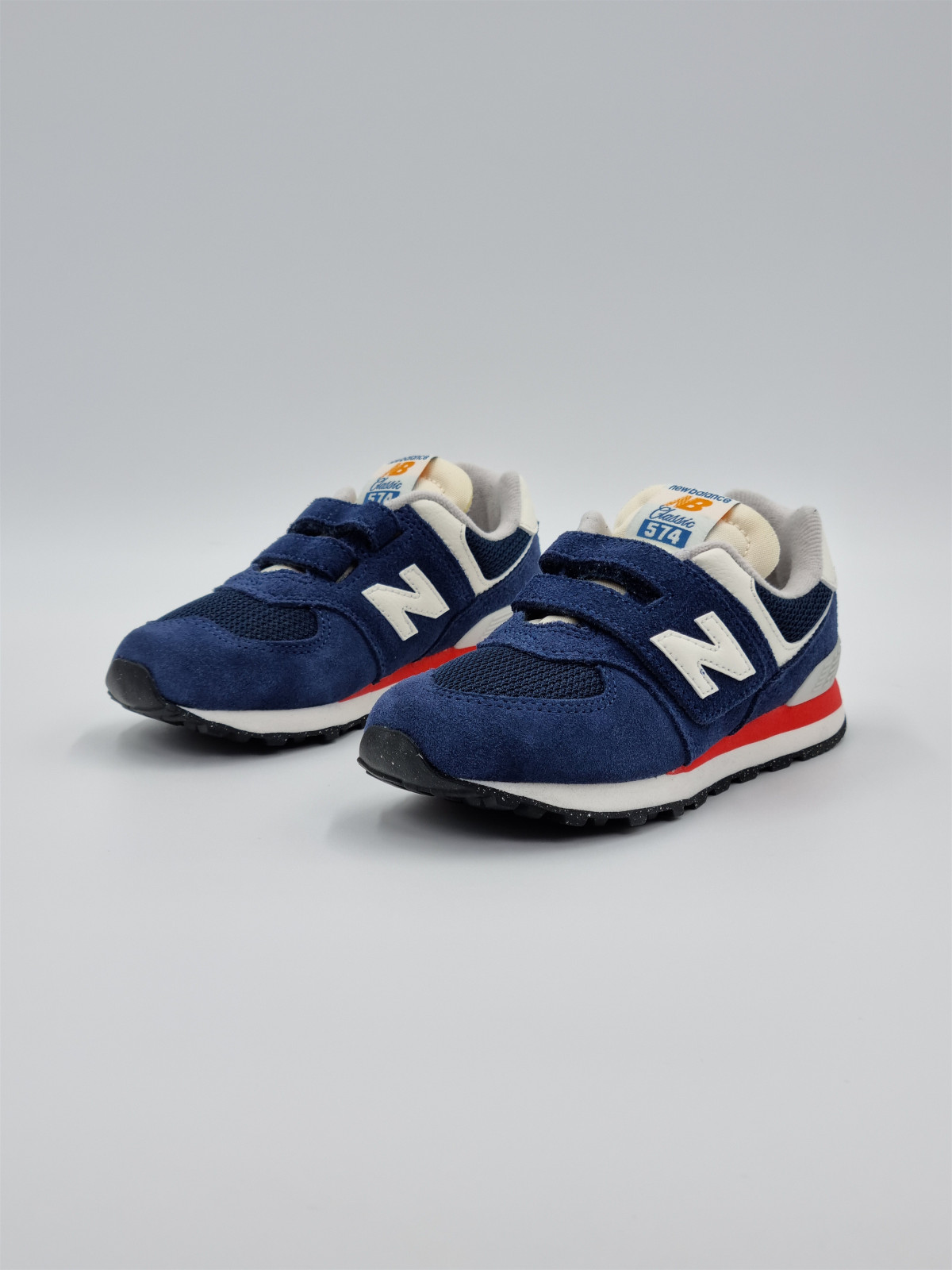 574 hook & loop. textile/nubuck bleu