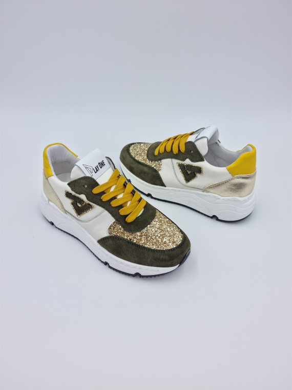 sweet cuir blanc kaki jaune