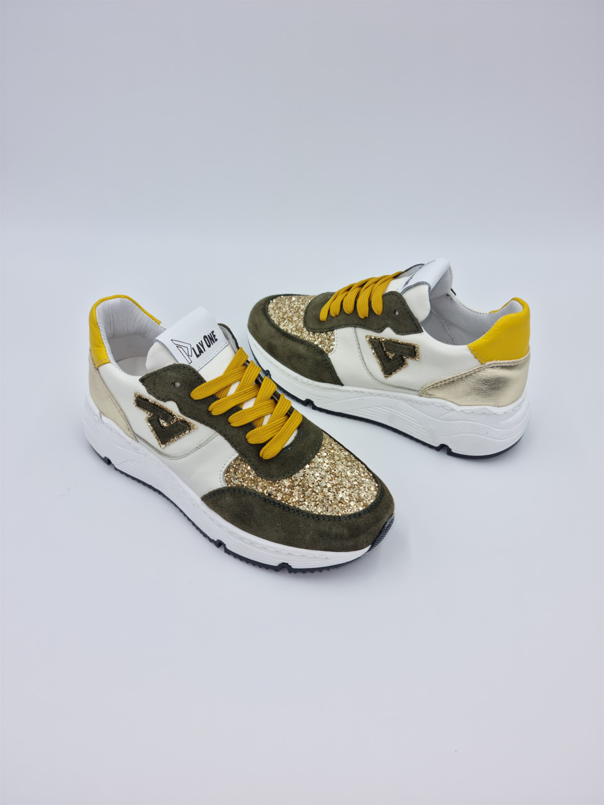 sweet cuir blanc kaki jaune