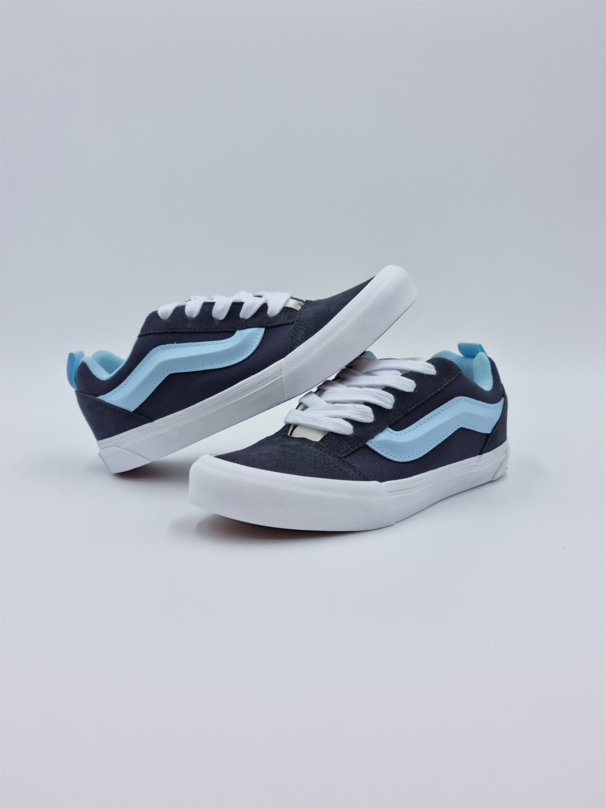 knu skool retro spor nubuck/textile grey/blue