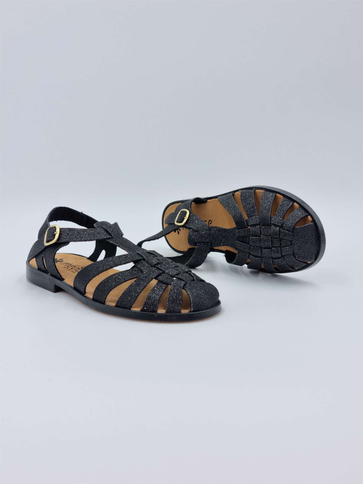 sunville cuir noir paillette