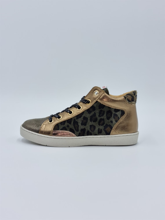 top touch lace laminato-leopar bronzo lame-kaki