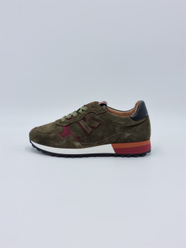 mania cuir/velours kaki/bordeaux