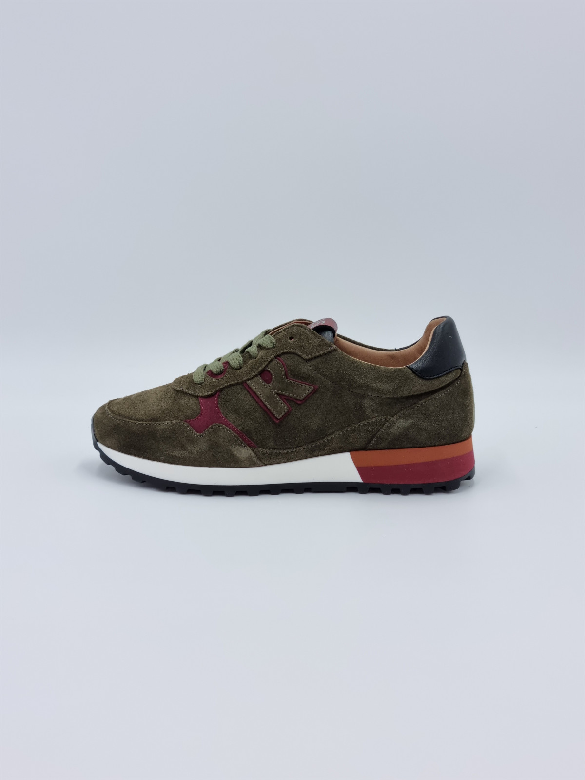 mania cuir/velours kaki/bordeaux