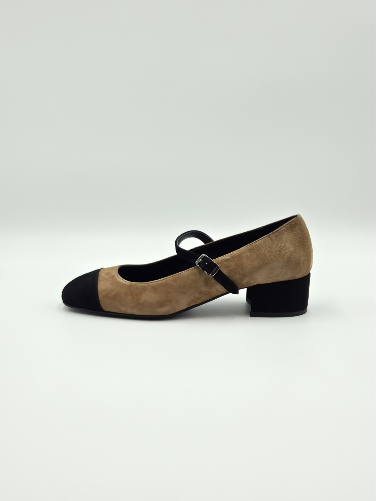 rosaria cuir/velours muscade/noir