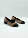 rosaria cuir/velours muscade/noir