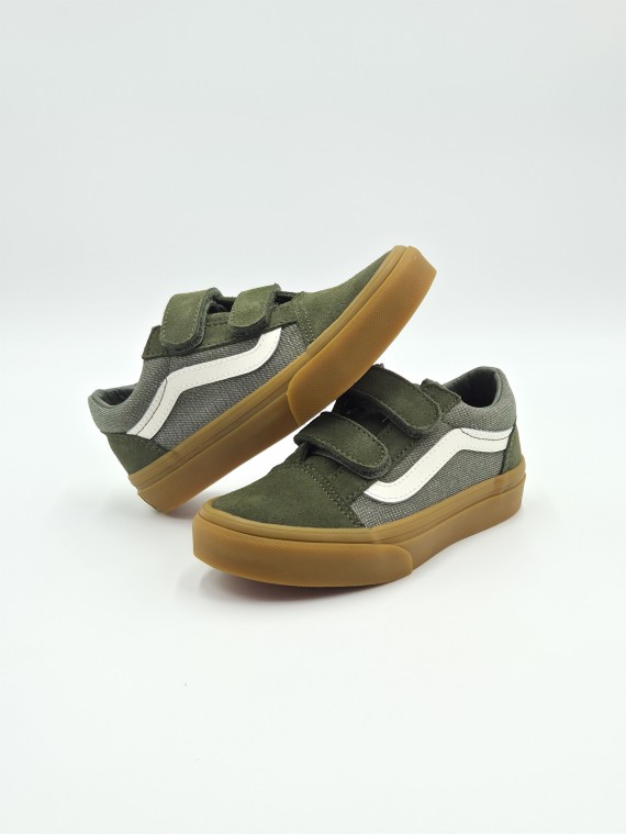 old skool v. nubuck/textile green