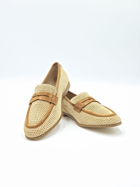 florine cuir velours perfo beige/chamois