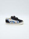 old skool v. glitter painted floral bright azure